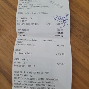 Koçtaş Ürün İadesi Ve Ücret Ödenmemesi