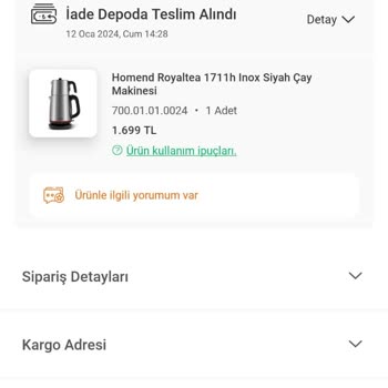 Homend Çaycı Düğme Arızası Ve İade Süreci Sıkıntısı