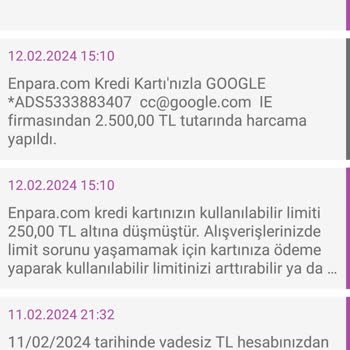 Enpara Kredi Kartımdan Google Ads Tarafından Çekim Yapıldı