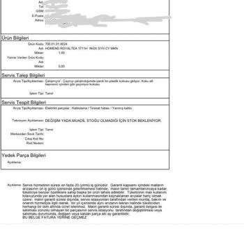 Homend Garanti Süresindeki Çaycıdan Yanık Kokusu