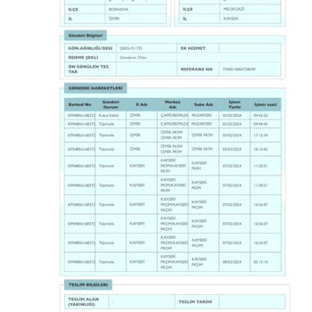 PTT Kargo 8 Günde Gelmeyen Kargo
