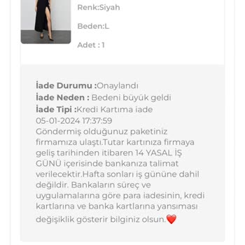 Tuba Butik Bir Buçuk Aydır İademi Yapmıyor