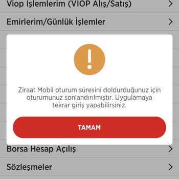 Ziraat Mobil Bankacılık Oturum Hatası