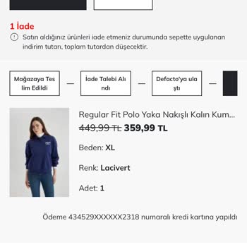 DeFacto Paramı Eksik Yatırmış