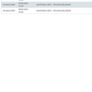 Kuryenet Tarafından Gönderim Teslim Edilmedi