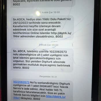 Digiturk Üyelik Ve Hizmet Mağduriyetim