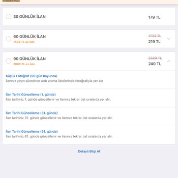 Sahibinden İlan Parası Fazla Alıyor, İlan Süresini Kısa Tutuyor.