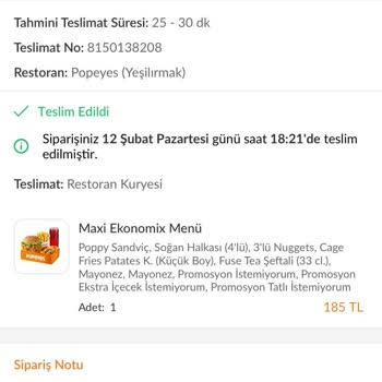 Popeyes Siparişimi Yanlış Yolladı.