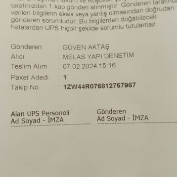 UPS Türkiye Kargomu Zamanın Da Teslim Edilmiyor