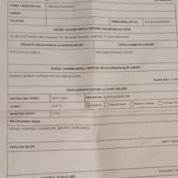 JBL Teknosa Servisinden Memnun Değilim
