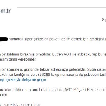 AGT Kargo Paketiniz Teslim Edilmeye Çalışıldı