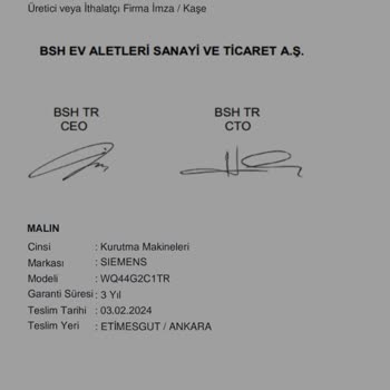 Siemens Ev Aletleri Kurutma Makinesi Teslimatı Gecikmesi Ve İletişim Sorunu