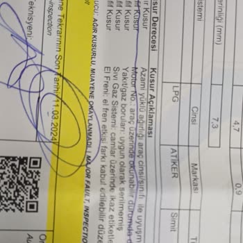 TÜVTÜRK Araç Kg Uyuşmamazlık