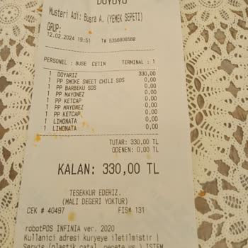 Doyuyo Menü Siparişi Eksikliği