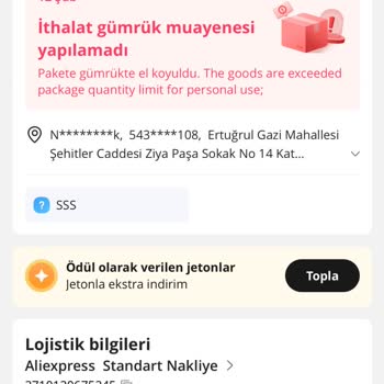 Aliexpress Gümrükte Pakete El Konuldu