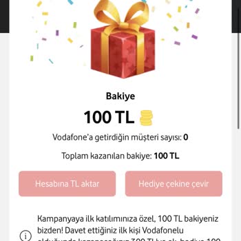 Vodafone Arkadaşını Davet Et 300 TL Kazan Çalışmıyor
