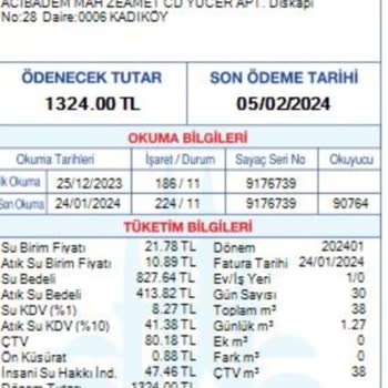 İSKİ Kadıköy'e Faturam Aşırı Yüksek Geldi