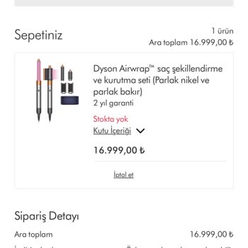 Dyson Paramı Çekti Ürün Yok