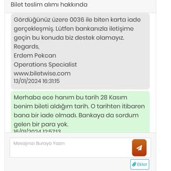 Biletwise Sitesi Bilet Ücreti İadesi