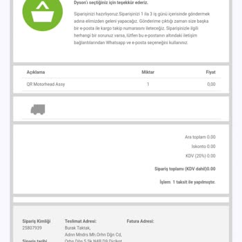 Dyson Muhatap Kimse Yok