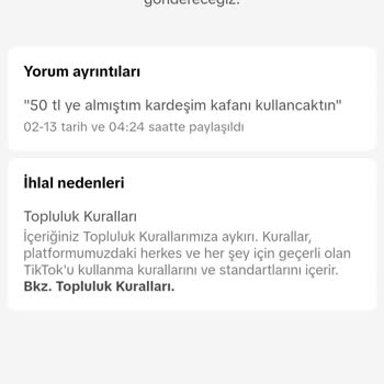 TikTok Durduk Yere Yorumlarım İhlal Yiyor