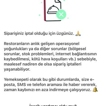 Yemek Sepeti Mağduriyeti