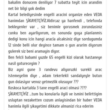 Kartal Belediyesi Engelli Koordinasyon Merkezi Veda Hanim Şikayet