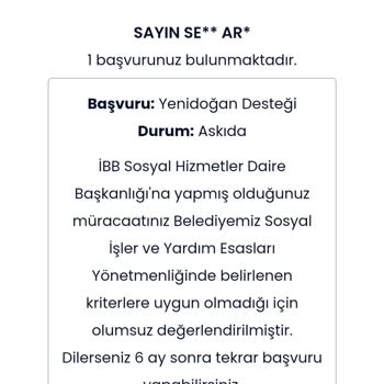 İBB Yenidoğan Destek Reddi