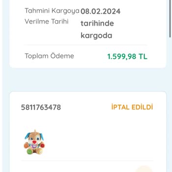 Ebebek Ürün İptali Ve İade Yapılmıyor