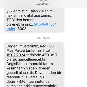 Vodafone Tarife Yükseltme Dayatması.