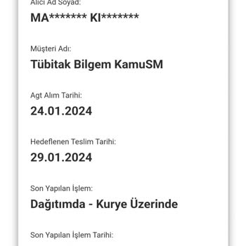 AGT Kurye (aynigunteslim.com) Tarafından E-İmzam Teslim Edilmedi