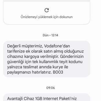 Vodafone Fatura Üzerine Siparişimde Yaşanan Kargo Karmaşası