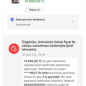 Hepsiburada Ürün İptal Edilmiş