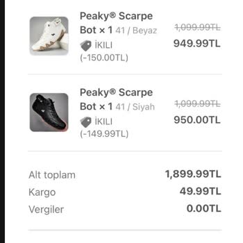 Peaky Sneaker'dan Ürünüm Gelmedi