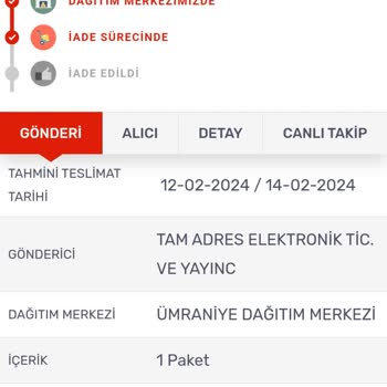 KARGOMsende Almış Olduğum Ürün Acil İade Edilsin.