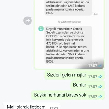 Popeyes Yemek Sepeti Fiyuu Fatura Sorunu Hk