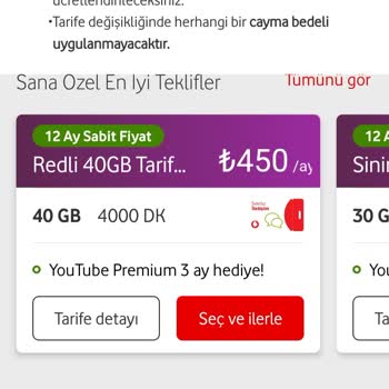 Vodafone Tarife Değişikliğinde Gidilen Yüksek Fiyatlar