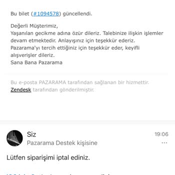 Unfulfilled Pazarama Order (12 Days Delay, No Response)