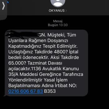Devlet Kurumları ve STK'lar Adıyla Dolandırıcılık Okyanus İsimli Bir Yerden Gelen SMS