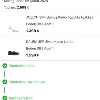 Nine West Olmayan Ürünü Sattı Ve Kargosu Çok Geç Geldi