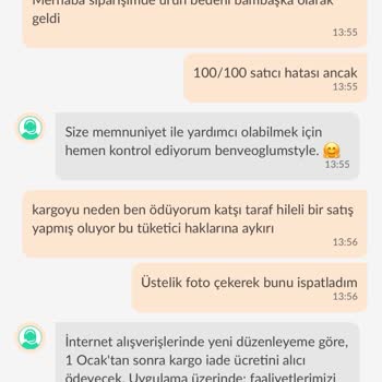 Dolap'tan Yanlış Beden Ürün Gelince İadenin Alıcıya Yüklenmesi