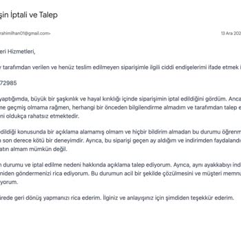 Sneaks Up Siparişimin Çelişkili Bir Şekilde İptal Edilmesi