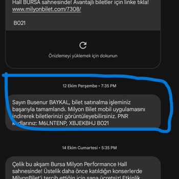 Bursa Milyon Performance Hall Bilet İptali Hk.