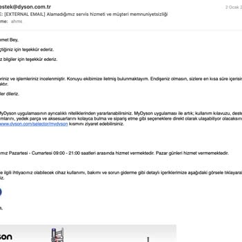 Dyson Müşteri Hizmetleri İlgisiz. 3 Ayda Yedek Parça Temin Edilmez Mi?