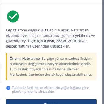 TurkNet Numara Değişikliği Ve İşlem Yapamama Sorunu