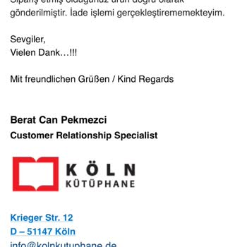 Köln Kütüphane De Sayfası İade Yapmıyor