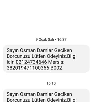 Evkur Yanlış Numaraya Borç Bilgisi Gönderiyor