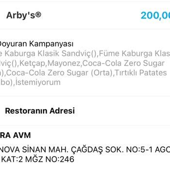 Arby's Antalya Agora AVM İçecek Sorunları