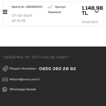 Avva Giyim 14 Şubat Öncesi Mont Siparişi Kargolanmadı!