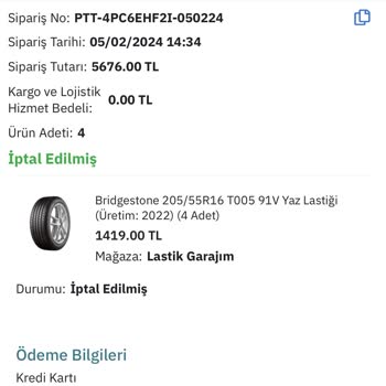 Lastikgarajim.com Lastik Garajım Firması Stokta Olmayan Ürün Satışı Yapıyor. İnanmayı